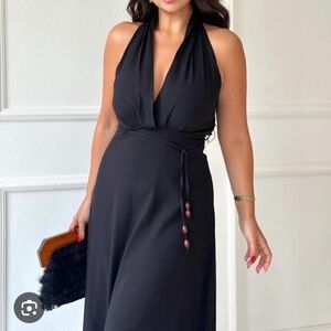 Elegant Black Halter Dress